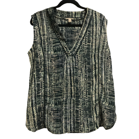 NWOT‎ Halogen Nordstrom Green Patterned Sleeveless Blouse XL - Picture 8 of 16